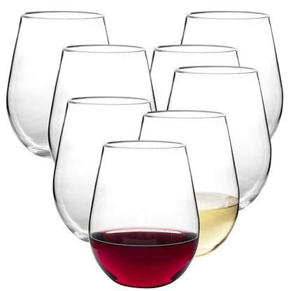 D'Eco 100% Tritan 20 oz Wine Glasses, Shatterproof Glassware, 8 Pack | Reusable, Crystal-Clear Plastic BPA-Free Tumblers for Red and White Wine, Indoor & Outdoor Cups For Parties & Entertaining