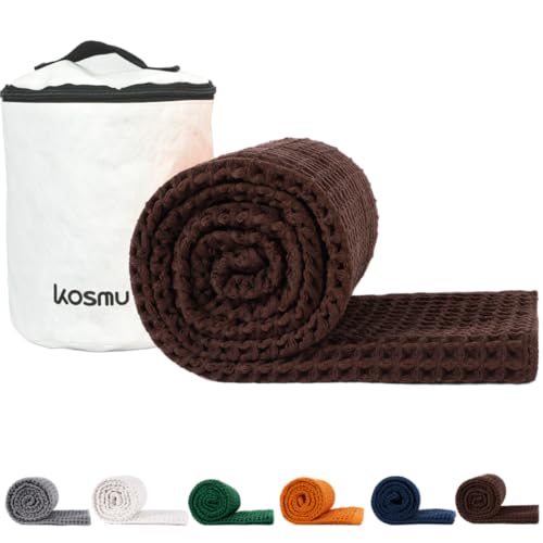 Luxury Organic Japanese Cotton Waffle Bath Towel | Thick, Absorbent, Quick Dry Bathroom Towels for Shower, Sauna, Onsen| Hotel & Spa Quality, Gift-Ready (Dark Cocoa, Bath Towel, 55" x 34") - color: Dark Cocoa, style: Bath Towel