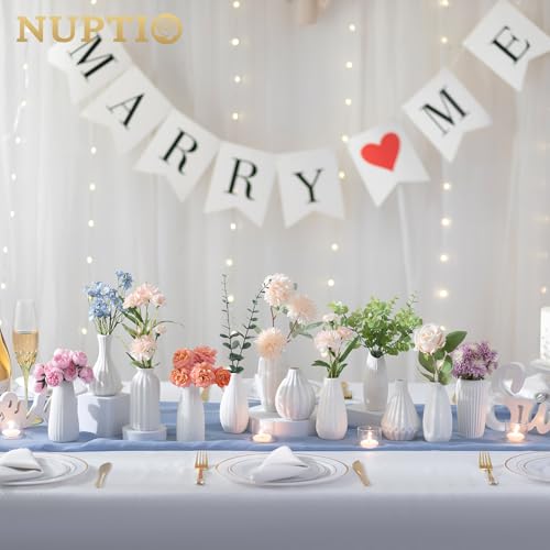 NUPTIO White Ceramic Bud Vase: Small Assorted Vases 4 Pcs, Unglazed | Table Centerpiece Decorations, for Christmas, Home, Wedding, Dining, Room