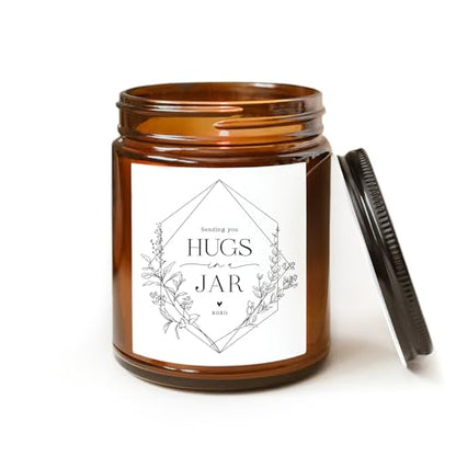 ThreeKin Warm Hugs Scented Candles for Home, Natural Soy Wax, Relaxing Aromatherapy Gifts, Essential Oils Scented, Long-Lasting Candle Burns for 75-Hours, Lemongrass Lavender Scent - size: 8oz, style: Hug in a Jar