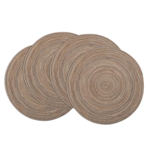 Winknowl Round Braided Placemats Set of 4 Washable Woven Heat Resistant Table Mats for Kitchen Dining Tables 15 inch Round Place Mats (Brown,4) - color: Brown, size: 4pcs