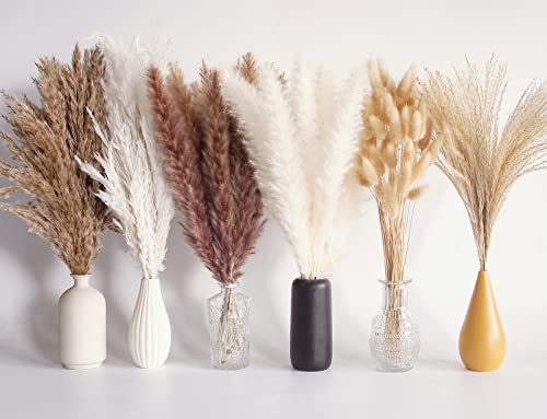 110 PCS Dried Pampas Grass Bouquet, Boho Table Decor, Bunny Tails Dried Flowers, Brown Pompas, White Pampas Grass for Wedding, Home, Rustic Party, Baby Shower Decorations - color: 110pcs Pampas Grass