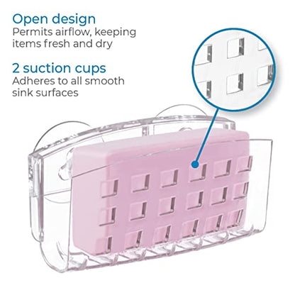 iDesign Kitchen Sink Suction Holder, Clear, Large | For Sponges, For Scrubbers, For Soap - size: Large