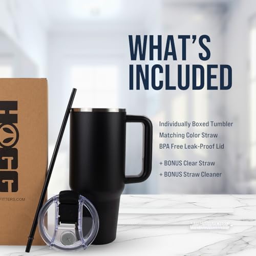 Hogg Big Swig 40oz Tumbler with Handle and Straw - Black, 40 oz Tumbler, Insulated Cup with Handle, 40oz Water Bottle with Straw, Thermal Cups, Leak Proof Lid, Travel Mugs, Stainless Steel - color: Black