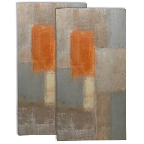 Orange and Brown Neutral Abstract Art Painting Hand Towel Set of 2,Abstract Grunge Bathroom Hand Towel,Soft Absorbent Decorative for Bathroom Kitchen Hotel Home Decor - color: Color15