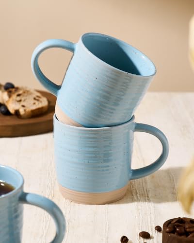 famiware Coffee Mugs Set of 4, 13 oz Mug Set, Ceramic Cup Set with Handle | Stoneware Mug for Coffee, Tea, Latte, Cappuccino, Microwave and Dishwasher Safe, Constellation Series，Ice Blue - color: Constellation- Ice Blue, size: 4 Count (Pack of 1)