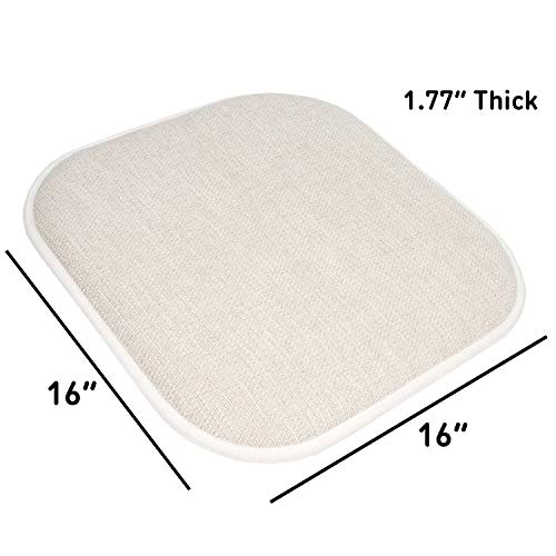 Sweet Home Collection Chair Cushion Memory Foam Pads Honeycomb Pattern Slip Non Skid Rubber Back Rounded Square 16" x 16" Seat Cover, 4 Pack, Alexis Linen/Beige - color: Alexis Linen/Beige, size: 4 Pack