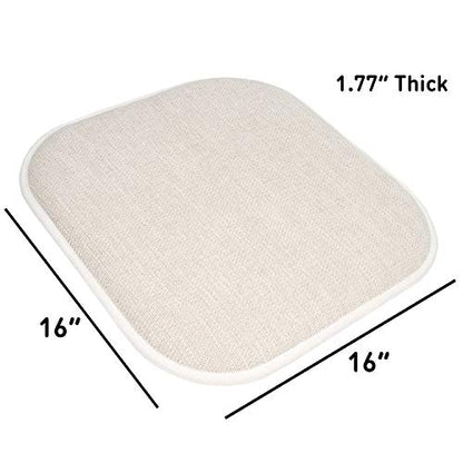 Sweet Home Collection Chair Cushion Memory Foam Pads Honeycomb Pattern Slip Non Skid Rubber Back Rounded Square 16" x 16" Seat Cover, 4 Pack, Alexis Linen/Beige - color: Alexis Linen/Beige, size: 4 Pack
