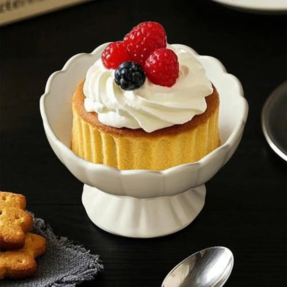 choxila 1pc Ceramic Bowl Footed Dessert Bowls with Spoon, Elegant Trifle Bowl with Pedestal for Candy, Salad, Fruit, Tiramisu, Party Serving Punch Bowls - color: 1pc Ceramic Bowl with Spoon