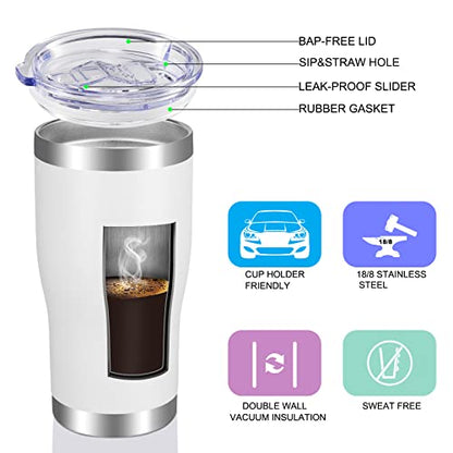 VEGOND 20oz Tumbler Stainless Steel Tumbler Cup with Lid And Straw Vacuum Insulated Double Wall Travel Coffee Mug(White 6 Pack) - color: White, size: 6 Count (Pack of 1)