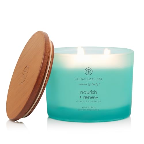 Chesapeake Bay Candle Mind & Body 3-Wick Coffee Table Jar Candle Nourish + Renew (Coconut & Sandalwood), 11oz (Pack of 4) - color: Nourish + Renew, size: 11oz (Pack of 4)