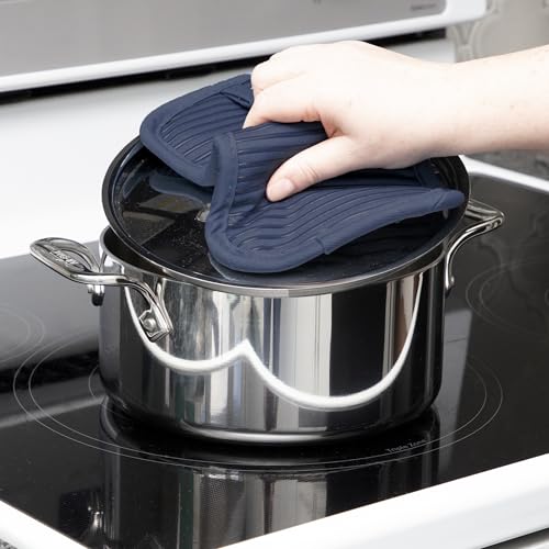 All-Clad Premium Pot Holder & Hot Pad: Heat Resistant to 500 Degrees - 100% Cotton, 10"x6.25" Hot Pad for Kitchen and Barbeque, 4-Pack, Indigo - color: Indigo, size: 4 Pack