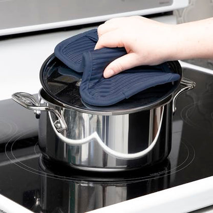 All-Clad Premium Pot Holder & Hot Pad: Heat Resistant to 500 Degrees - 100% Cotton, 10"x6.25" Hot Pad for Kitchen and Barbeque, 4-Pack, Indigo - color: Indigo, size: 4 Pack