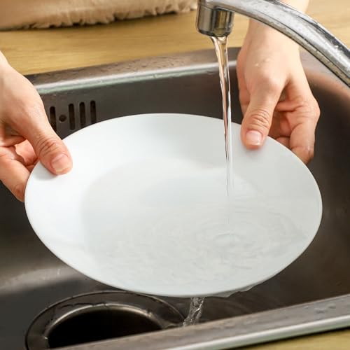 fMBB 4-Piece Salad Plates Set, 8 inch Ceramic Lightweight Round Plate Dessert Dish, Smooth Glaze - White Modern Dinnerware Set for Kitchen Serving - color: Round7.87"