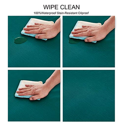 NLMUVW Teal Square Vinyl Tablecloth, 100% Waterproof Oil Proof PVC Table Cloth Wipe Clean Table Cover for Kitchen Dining Picnic, 48 x 48 Inch - color: Teal, size: 48" x 48" (Square)