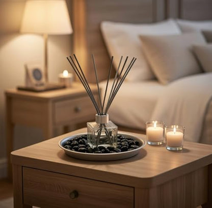 Hosley Aromatherapy Linen Diffuser Gift Set – 230ml Refill Oil, Glass Bottle, Reed Sticks, Metal Plate, Glass Filler & 2 Filled Candles,All-in-One Home Fragrance Set. - color: Style9