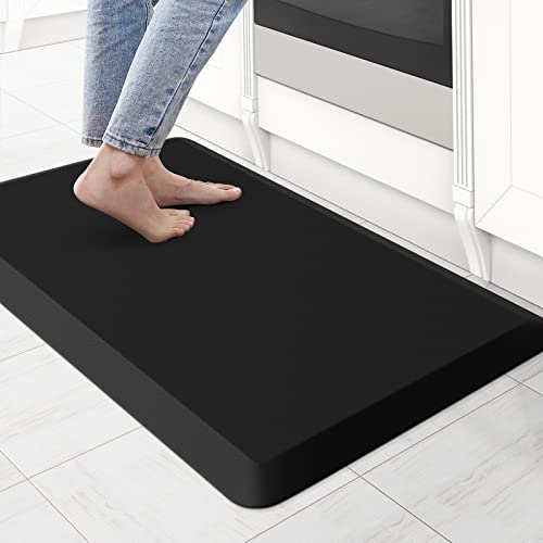 0.8" Thick Kitchen Mat Cushioned Anti Fatigue Rug Comfort Floor Mats | Water-Resistant, Non-Slip, Easy to Clean Comfort Floor Mat for Kitchen, Sink & Office, Multiple Colors & Sizes, 17.3"x28" - color: Black, size: 28"L x 17.3"W x 0.8"Th