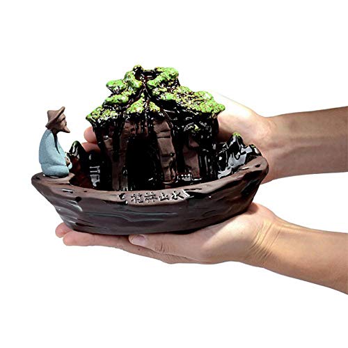 Guilin Landscape Backflow Incense Burner Incense Cone Sticks Holder Porcelain Handmade Beautiful Scene Prefect Gift for Aromatherapy Ornament Home and Office Decor