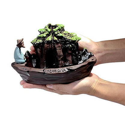 Guilin Landscape Backflow Incense Burner Incense Cone Sticks Holder Porcelain Handmade Beautiful Scene Prefect Gift for Aromatherapy Ornament Home and Office Decor