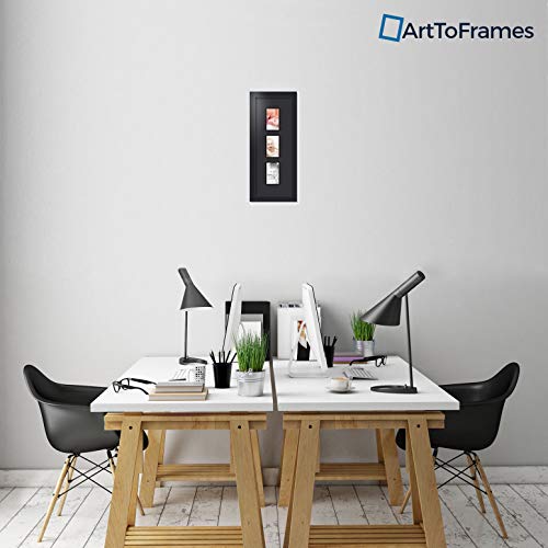 ArtToFrames Collage Photo Frame Double Mat with 3 - 3x5 Openings and Satin Black Frame - color: Black, size: 3 - 3x5