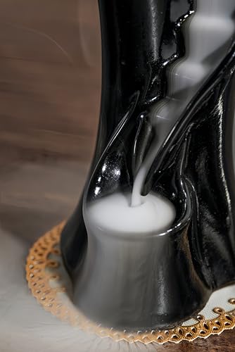 Unique Cloud Stairs Ceramic Waterfall Incense Holder, Paired with a Pack of Backflow Incense Cones. (Black) - color: Black