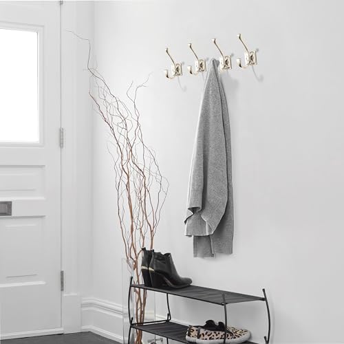 Wall Hooks,5 Pack Coat Hooks Hardware Towel Hooks for Hanging Coats Polished Nickel Robe Hooks Wall Mounted with Screws for Key, Towel, Bags, Cup. - color: Polished Nickel