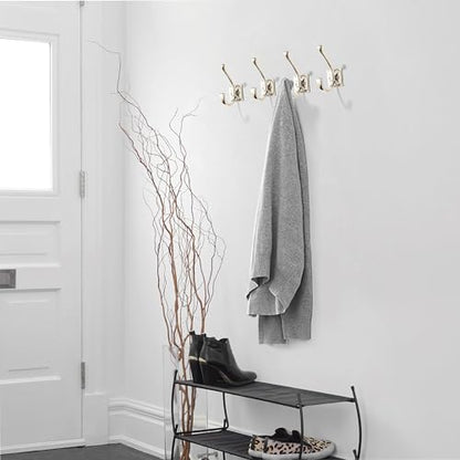 Wall Hooks,5 Pack Coat Hooks Hardware Towel Hooks for Hanging Coats Polished Nickel Robe Hooks Wall Mounted with Screws for Key, Towel, Bags, Cup. - color: Polished Nickel