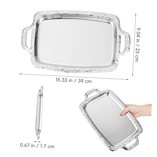 BESPORTBLE European Vintage Style Metal Serving Tray 39X23Cm Multi-Purpose Kitchen and Dining Tableware Plate for Bread and Food Serving in Household and Restaurant Use