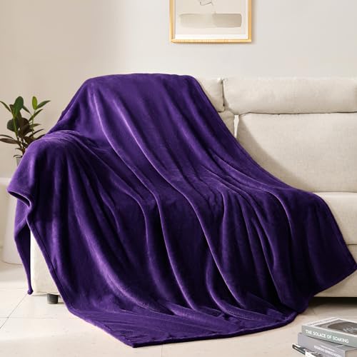 BEAUTEX Fleece Throw Blanket for Couch Sofa Bed Soft Fuzzy Plush | Luxury Flannel Lap Blanket, Super Cozy & Comfy for All Seasons (Purple, 50" x 60") - color: Purple, size: Throw