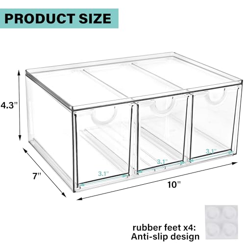 Prsildan Acrylic Makeup Organizer Stackable Storage Drawers with 3 Drawers for Office Desk Vanity Craft Room Clear Drawer Organizers for Hair Accessories Art Supplies Cosmetics Modular System - size: Stackable-3 Drawers