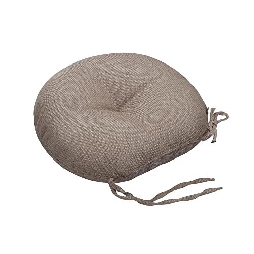 Magpie Fabrics 15" Round Bistro Seat Cushions with Ties, Set of 2, Waterproof All Weather Tufted 4" Thick Patio Chair Pads for Home Garden Dining Metal Stool - Brown - color: Brown