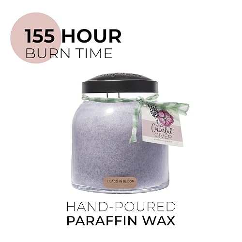A Cheerful Giver — Lilacs In Bloom - 34oz Papa Scented Candle Jar with Lid - Keepers of the Light - 155 Hours of Burn Time, Gift Candle, Violet - size: 34oz