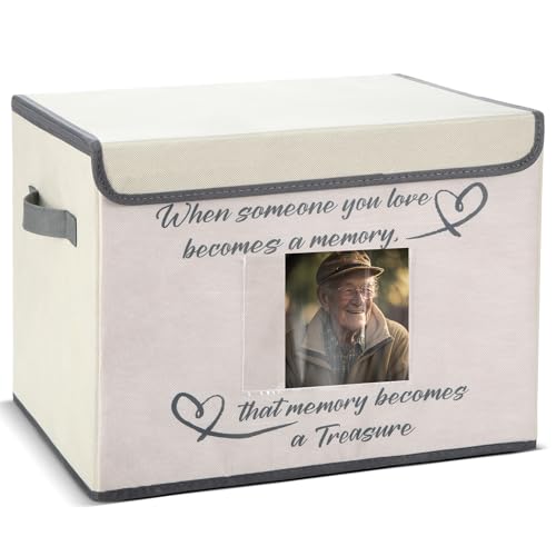 LemonRoad 16x12x12inch Memories Keepsake Box Celebration of Life Keepsake Box Funeral Baptismal Gift for Mementos Travel Loved Ones Treasured Keepsakes - color: Beige, style: Funeral