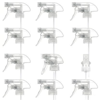 ALPENKOK 12Pack Spray Nozzle for Bottles, Trim-To-Fit Tube; Plastic (Clear) | Spray Bottle Nozzle Replacement; Fits 8 and 16 Oz; Trigger Sprayer with Mist, Stream & Off Modes; for Cleaning and Garden - color: 12 Pcs Clear