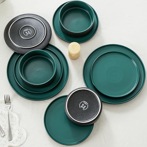 26 OZ Ceramic Cereal Bowls Set, 6 Inch, Set of 4, Modern Green | Handcrafted, Dishwasher & Microwave Safe, For Breakfast, Soups, Oatmeal, Ramen, Pho, Udon, Soba - color: Green, size: Cereal Bowls Set (4PCS)