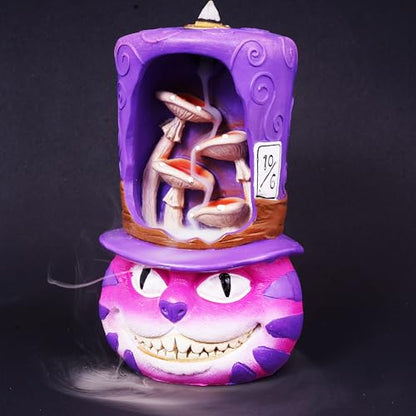 Fantasy Gifts Cheshire Cat Backflow Burner – 7 Inch Polyresin Fantasy Waterfall Décor Accent | Whimsical Cheshire Cat Tabletop Decoration for Themed Home & Meditation Spaces