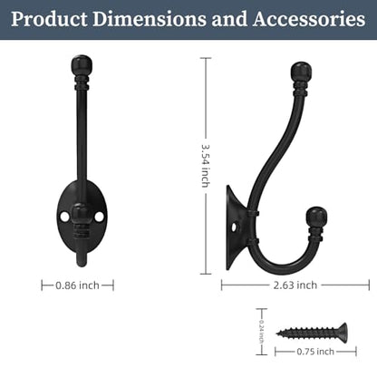 CBWLWJ 6 Pack Heavy Duty Wall Hooks for Hanging, Metal Coat Hooks Wall Mount, Easy to Install, Ideal for Living Room, Bathroom, Kitchen, Bedroom (Black) - color: Black