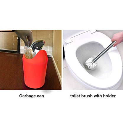 Bathroom Accessories Set, 6-Piece Plastic Gift Set, Toothbrush Holder, Toothbrush Cup, Soap Dispenser, Soap Dish, Toilet Brush Holder, Trash Can (RED) - color: Red