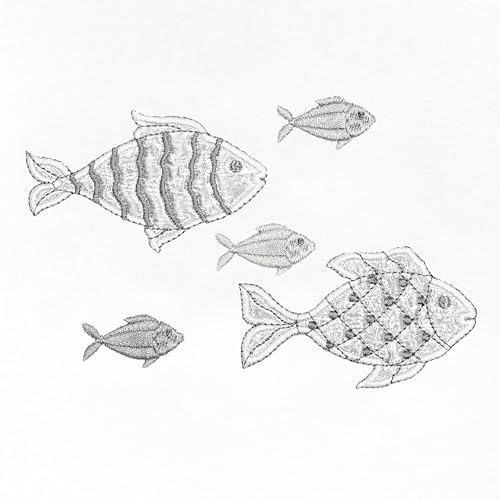 Treasure 4-Piece Premium Towel Set, Sparkling Applique Fish, Ultra Plush Turkish Cotton, Durable, Perfect for Bathroom, 2 Bath 2 Hand Towels, White - color: White, size: 2 Pcs Bath 2 Pcs Hand Towel