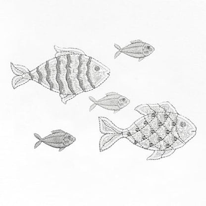 Treasure 4-Piece Premium Towel Set, Sparkling Applique Fish, Ultra Plush Turkish Cotton, Durable, Perfect for Bathroom, 2 Bath 2 Hand Towels, White - color: White, size: 2 Pcs Bath 2 Pcs Hand Towel