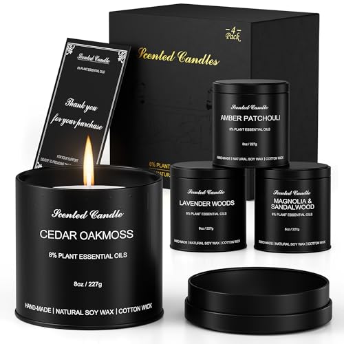 Men’s Scented Candles Set – Soy Wax Aromatherapy Candles for Men, Masculine Scented Candles with Essential Oils, Long Lasting Strong Scent, Luxury Gift Candles for Men,Dad,Him (31oz) - size: 31oz