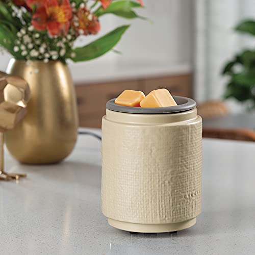 CANDLE WARMERS ETC. Wax Melt Fragrance Warmer for Scented Wax Melts, Cubes, Tarts with Silicone Dish Top|Natural Linen Cream Ceramic - style: Natural Linen