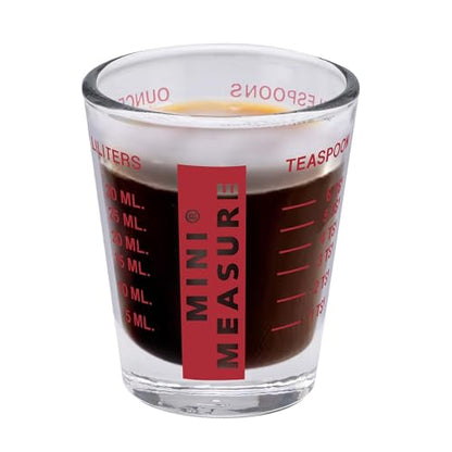 Kolder Mini Measure Multi-Purpose Shot Glass, Heavyweight Glass, Red, Set of 2, For Liquid And Dry Ingredients And Precise Recipe Prep - color: Red, size: Set of 2