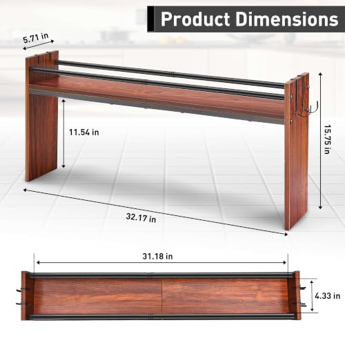 Noodle Board Stove Cover and Over the Stove Spice Rack Combo Set | Expands Countertop Space, Stove Top Cover Used as Serving Tray, Sink Cover, Spice Shelf with 4 Hooks, Farmhouse Decor, Walnut - color: Set - Walnut