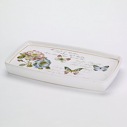 Avanti Linens - Vanity Tray, Ceramic Countertop Organizer, Artistic Home Decor (Butterfly Garden Collection) - size: 10" x 5.5" x 1.1"