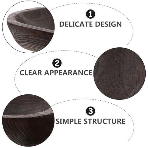 Beaupretty Wooden Decorative Bowl Rustic Dough Bowl Hand Carved Paulownia Wood Centerpiece for Table Decor Candle Holder Home Decor Accent