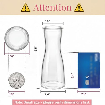 Set of 12 Small Glass Bud Vases, 6 Oz Mini Flower Vases Set | Clear Decorative Vases Table Centerpieces for Wedding, Single Stem Flowers, Dining Room Party Decor
