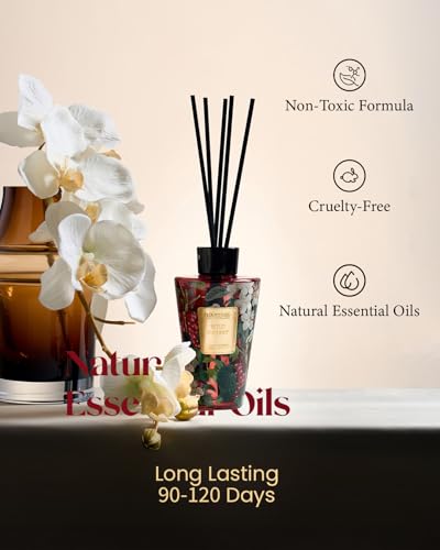 M&SENSE Reed Diffuser Set, Wild Cherry, 8.79 oz Natural Essential Oil | Non-Toxic Organic, Long-Lasting Fragrance, Ideal for Living Room, Bedroom, Gifts for Women - color: Wild Cherry