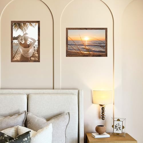 8x12 Picture Frame Deep Brown for Wall Hanging, Wood 8 x 12 Frame Photo Frame for Wall Horizontally or Vertically, Deep Brown, 3 Pack - size: 8x12 inch