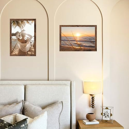8x12 Picture Frame Deep Brown for Wall Hanging, Wood 8 x 12 Frame Photo Frame for Wall Horizontally or Vertically, Deep Brown, 3 Pack - size: 8x12 inch